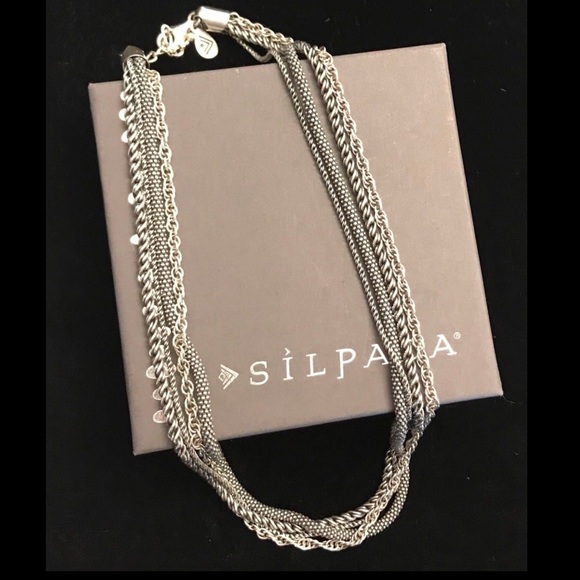 Silpada Vintage Sterling Silver Oxidized Multi Strand Chain Necklace - Picture 2 of 4